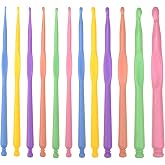 Aelike plastik tığ kancası, seyahat i&ccedil;in, ergonomik set, artritik eller i&ccedil;in, 12'li paket 2 &ndash; 10 mm plastik iğneler, &ccedil;eşitli 
