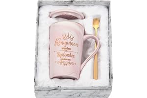 Joymaking Geburtstagsgeschenk für Freund/Freundin, 400ml Geburtstag Geschenke Kaffeetasse mit Spruch - Königin werden im September geboren, Rosa