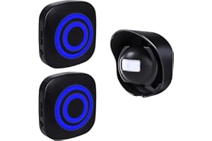 SiegenPro Alarma de Seguridad Timbre de Alarma inalámbrico con Sensor de Movimiento PIR Infrarrojo Detector ​de Timbre del Sensor Alarma para Entrada del Puerta Casa Tienda y Oficina (Negro, 1S + 2R)