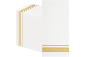PHUNAT 100-Pack Gold Linen Feel Napkins, 30x43cm (11.8x16.9 Inches) - Premium Quality Decorative Table Napkins for Parties, Weddings, and Events
