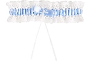 NICECRAFT Blue Garters for Brides Wedding Dresses Bridal Accessories with Bow Ribbon Elastic Lace Leg Party for Women Girls