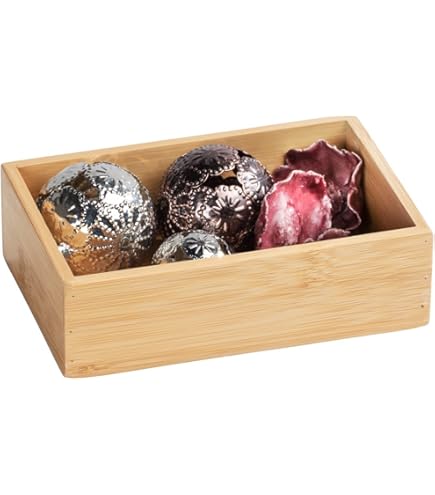 Portaoggetti In Bamb&ugrave; Naturale 15x7,5x6,5 Cm - Organizer Eco-Friendly Per Casa