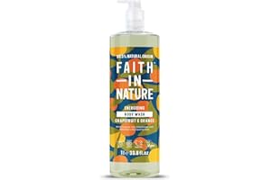 Faith In Nature 1L Natural Grapefruit & Orange Body Wash, Invigorating, Vegan and Cruelty Free, No SLS or Parabens