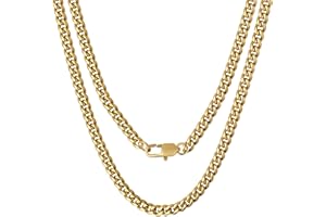 GAOHUI Cuban Link Chain Mens Chain, Silver Cuban Link Chain 316l Stainless Steel Mens Chain Necklaces Jewelry Gifts 18, 20, 22, 24, 26 Inch, Men's Jewelry Gift-With (Send Gift Box)