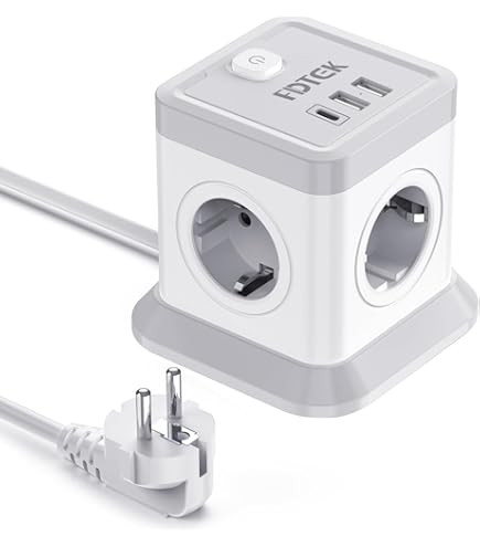 Stekkerkubus zonder kabel, meervoudige stekkerdoos met USB C, 4-voudig