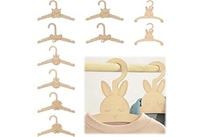 Mayoii Lot de 10 cintres en bois pour économiser de l'espace - Vêtements - Non toxiques - Design fin - Organisation durable pour nourrissons et tout-petits (thème zoo)