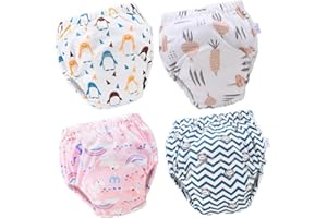 Morbuy Culotte d'apprentissage Lavables Bébé, 4 Pack Coton Couche-Culotte Anti-Fuite Potty Pantalon de Formation Imperméables pour Garçon et Fille, 6 à 36 Mois
