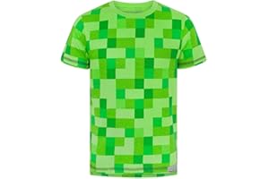 VANILLA UNDERGROUND Minecraft All Over Creeper Green Boys Kids Children T-Shirt Top