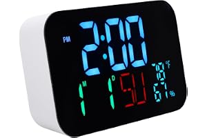 Greensen WiFi Smartklocka, Termometer Fuktmätare med Stort LED-display 120° Breda Betraktningsvinkel för Hemma Kontor Sovrum