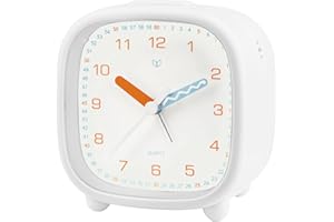 ‎AYYBBOO Ayybboo Wecker Analog Ohne Ticken, Wecker Kinder mit Snooze Licht, Großes Ziffernblatt Quarzwecker, Lernwecker für Jungen Mädchen, Geräuschlos (Weiß)
