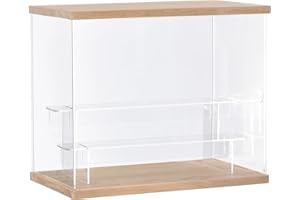 DuvinDD Vitrine Acrylique Transparente 3 Niveaux Petite Vitrine pour Collection Vitrine Figurine pour Pop Vitrine Voiture Miniature Rangement Parfum (Grain de Bois, 31,6 x 18 x 26,4 cm)