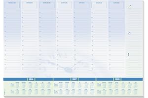 SIGEL H6350 Sous-main en papier, design planning semainier avec grille horaire et calendriers sur 3 ans, A2 (59, 5 x 41 cm), bleu et blanc, 30 feuilles