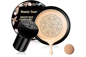 XINYUNXIN CC Cream Foundation mit Pilzkopf Air Cushion BB Cream Moisturizing Concealer Volle Deckkraft für eine makellose Makeup-Grundlage Lang anhaltend mit Pilz-Makeup-Schwamm Gleichmäßiger Hautton（Natur）