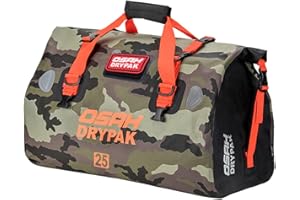 Greanthour Motorcycle Dry Bag - impermeabile moto Duffle & Baggy Tail Bag Saddle Bags con Roll Top Chiusura, ampio spazio di archiviazione, per sedile posteriore del motociclo (Jungle, 25L)