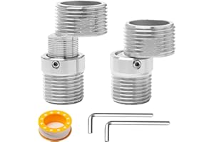Sxutop 2 Pièces Raccord Excentré Mitigeur Longueur Réglable Pied Incurvé Coudé 3/4" x 1/2" Raccords De Tube Pivotant à 360 Degrés Robinet Coin Vis Excentrique Décalé de 10 mm pour Robinets Muraux