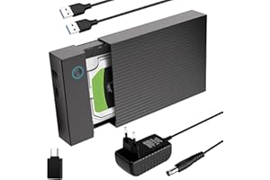 LIDOUYA USB 3.0 Festplatten Dockingstation, SATA Festplattengehäuse für 3,5''/2,5'' SSD & HDD, 6Gbps HDD Docking Station, Festplatten Adapter mit 12V/2A Netzadapter, UASP