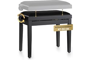 Classic Cantabile Ławka Fortepianowa, Czarny, 55 x 47 x 32cm