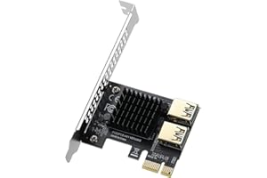 YABOANG PCIe 1 to 2 PCI Express 16X Riser Card, PCI-E 1X to External 2 USB 3.0 Converter Adapter w/Large Heatsink, PCIE Splitter Multiplier Extender Board for GPU Ethereum Bitcoin Crypto Mining Rig