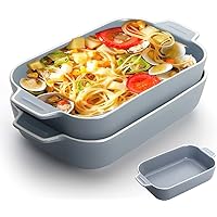 Lasagne Dish, 2PCS 9x5 inch Rectangular Ceramics Baking Dishes with Handle, Coloured Small Oven to Table Baking Dish Ideal fo