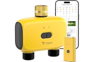 TRJZWA Dual Port WiFi Water Timer Irrigation, 2025 Latest Garden Lawn Greenhouse Yellow Water Timer, WiFi Remote Controlled Automatic Watering System Compatible with Alexa and Google Home