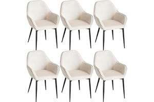 ‎ELUCHANG ELUCHANG Esszimmerstuhl, 6er Set, Küchenstuhl, Polsterstuhl, Sessel Bequem mit Armlehne, Loungesessel, bis 150 kg Belastbar, Samt, für Esszimmer, Küche, Wohnzimmer, Schwarz