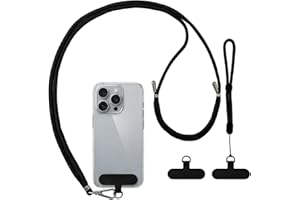 Caremore Cordon Telephone Portable1 Bandeau de Cou Réglable,1 Pcs Bandeau de Poignet,2 Patchs Noirs Durables,Corps croisé Universel, Multifonctionnel Compatible avec