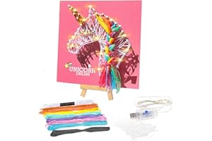 LongZYU Licorne Cadeau pour Enfant Fille, Licorne String Art Kits de Loisirs Licorne Jouet Fille Kit CréAtif Noel Décoration Artisanale Kit Chambre avec lumière LED Idee Cadeau Homme Noel Original