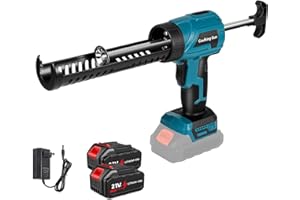 UOEONR Pistolet Silicone Electrique pour Makita 18V, Pistolet à cartouche sans fil pour cartouches de 300 ml, 4 vitesses réglables,Pistolet Cartouche Electrique pour Sceller,Étanchéifier (2*Batterie)