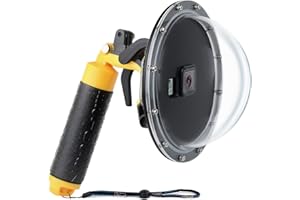 SOONSUN Port dôme pour GoPro Hero 5 6 7 Noir Argent Blanc Hero (2018) avec boîtier étanche déclencheur poignée flottante pour plongée sous-marine