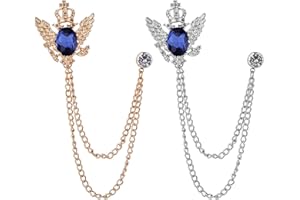 Xihuimay 2pcs Men's Brooch Pin Bridegroom Crystal Brooches Coat Safety Pin Rhinestones Breastpin for Wedding Banquet Bouquet Decorate Clothes Scarves Hats Corsage Jewelry Accessory, Gold Silver Blue