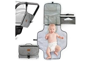 Bebesar® Cambiador bebe portatil impermeable - Cambiador bebe plegable acolchado - Cambiador de viaje (Oxford Gris)