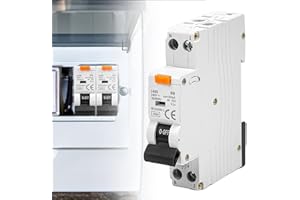 ASFRODE Disyuntor B16 FI, 30 mA, interruptor FI, disyuntor protegido por RCD, 6 kA, 1P+N, tipo A, interruptor diferencial con corriente residual RCBO 16 A, 230 V, montaje en carril DIN - curva B