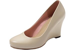 DIUNIARZA Women Wedge Heel Court Shoes Round Toe Elegant Court Shoes Slip On High Heel Dress Shoes, Size 1.5-9