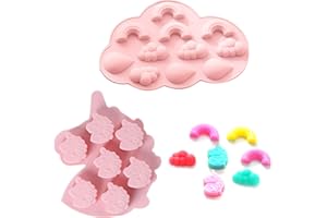 CaLeQi - Set di stampi in silicone per alimenti con unicorni e nuvole arcobaleno, per cioccolatini, caramelle, cupcake, sapone, gelatina, cubetti di ghiaccio