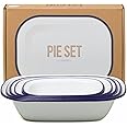 Falcon Enamelware Pie Set White and Blue Rim Iconic British Enamelware Dishes