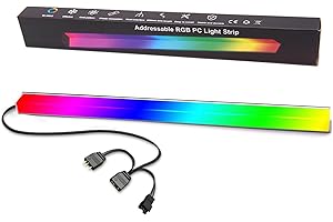 YSRSAI Taśma LED PC ARGB 30 cm, 38 diod LED, 5 V, 3 piny, do obudowy PC, magnetyczna taśma RGB LED kompatybilna z Aura SYNC/RGB Fusion/Mystic Light Sync, bez oślepiania (1 opakowanie)