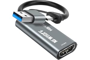 NEWHOPE Carte de Capture, Carte de Capture vidéo HDMI vers USB/Type-C 1080P 60FPS Carte de Capture de Jeu pour Le Streaming, l'enseignement, la vidéoconférence ou la Diffusion en Direct (Argenté)