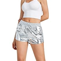 Short Brillant Disco Pour Femmes - Booty Short Métallique Danse Club Élastique (Taille Unique)