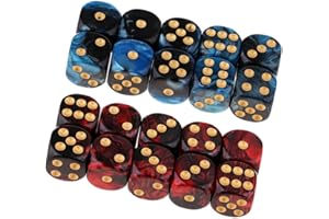 Yourandoll 20 Pièces Dés Polyédriques D6 Dés 6 Faces 16mm de Jeux de Dés en Acrylique pour DND Dice RPG MTG Table Jeux (Bleu Noir et Rouge Noir)