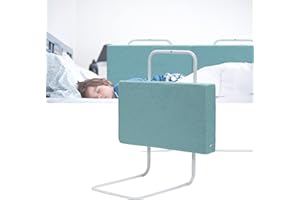 Daromigo Barrera para cama infantil, 50 x 28 cm, altura regulable, protección contra caídas, con funda de tela intercambiable, barandilla para camas familiares y cunas, color verde