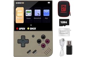 CAWEVON Miyo Mini Plus, Console di gioco portatile con schermo IPS da 3,5 pollici, 640 x 480, scheda TF da 128 GB, con 15000 giochi classici, supporta la modalità hotspot Wi-Fi, con custodia