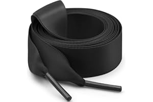 WEGOODZF Satin Ribbon Shoe Laces: 2CM Wide Flat Silk Shoelaces for Women Girls 2 Pairs Replacement Shoelace for Trainers Boots Sneakers