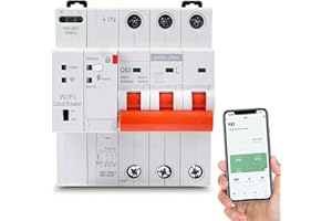 Jadeshay Disyuntor Inteligente WiFi,3P 63A Interruptor Inteligente Rearme Automatico Interruptor Magnetotermico con Protección contra Sobretensión Sobrecarga,WiFi Control Remoto via Tuya o Smart Life