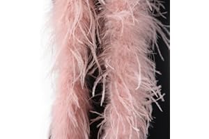 BLAUSKY Boa di piume, soffice mazzo di piume, lunghezza circa 2 m, ghirlanda di piume, sciarpa in tinta unita, con piume di struzzo, accessorio per costume Charleston, anni '20, flapper carnevale, rosa scuro