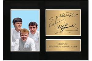ZULU IMAGE Leeds United Autograph Eddie Gray, Billy Bremner & Peter Lorimer Leeds Utd Legends Signed Memorabilia A4 Printed Autograph Photo Reproduction Print Picture Display No106