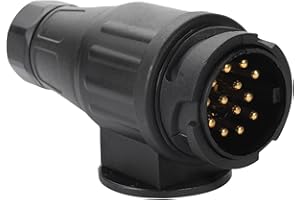 Qiping Prise Remorque 13 Broches Male, Fiche Attelage 13 Pole pour Remorques de Voiture, Porte-vélos, Caravan