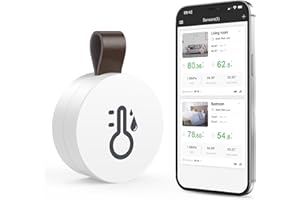 Wireless Thermometer Hygrometer, ORIA Mini Bluetooth 5.0 Humidity Temperature Sensor with Data Export and Alerts for iOS Android, Smart Real-Time Records for House, Wine Cigar, Living Room, Baby Room