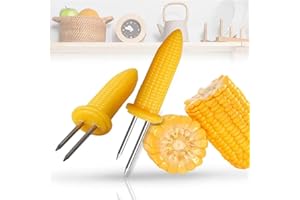 OUDQFCJ 20 Pcs Brochetas de Maíz de Acero Inoxidable con Mango de Plástico Pinchos para Mazorca Frutas y BBQ Tenedor Reutilizable para Cocina y Picnics