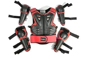 FULUOYIN Motorrad Protektorenjacke Set Kind Panzer Protektorenhemd mit Knieprotektoren Ellbogenprotektoren für Radfahren Reiten Motorrad Fahren