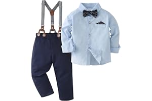 Amissz Baby Jungen Gentleman Set, Kinder Festliche Kleidung 1-10 Jahre Taufkleidung Anzug Langärmeliges Shirt & Hosen Outfit